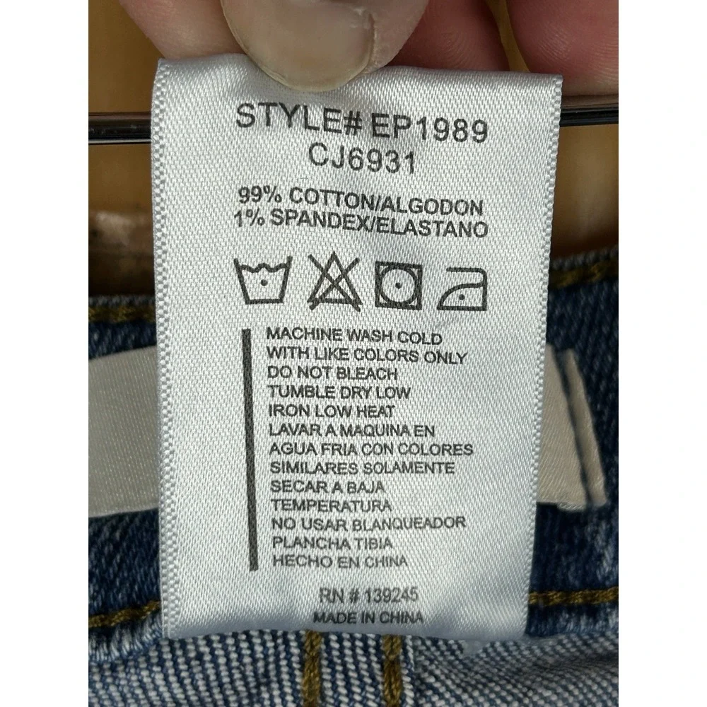 Vibrant MIU Jeans Women Size 11 Distressed High Waist Blue Straight Leg‎ 29x32 - Picture 14 of 16